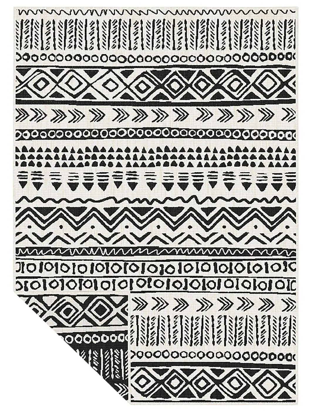 Duo Weave Indoor/Outdoor Tribal Black Rug - Image 4