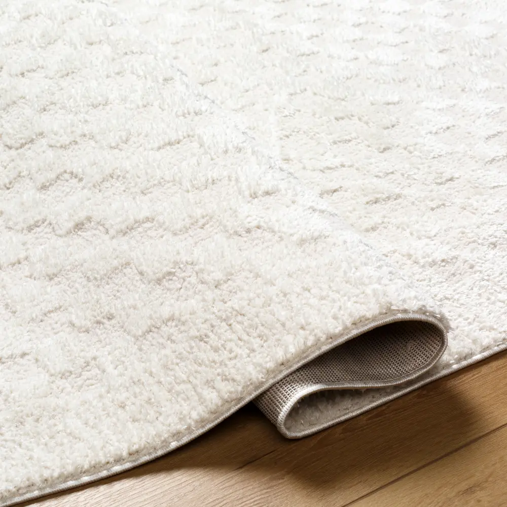 Ekta Scandi Modern High Pile Off-White Checkered Rug - Image 3