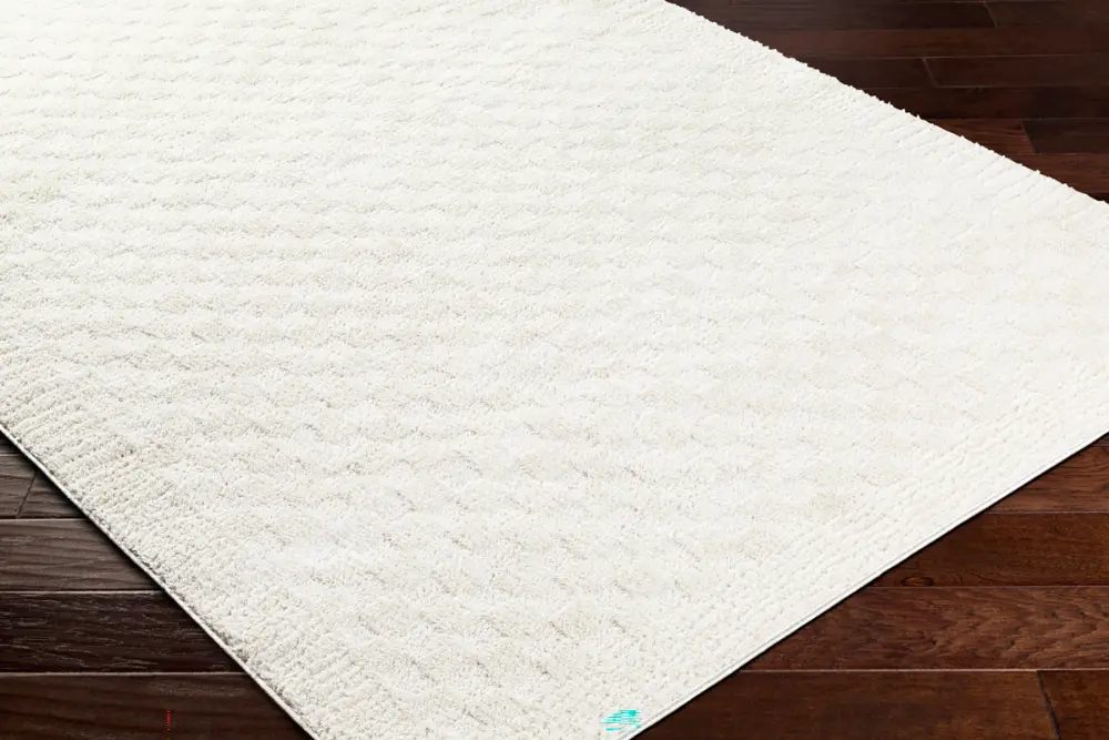 Ekta Scandi Modern High Pile Off-White Checkered Rug - Image 7