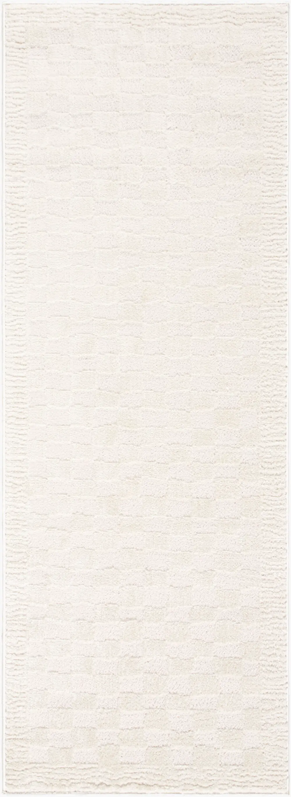 Ekta Scandi Modern High Pile Off-White Checkered Rug - Image 8