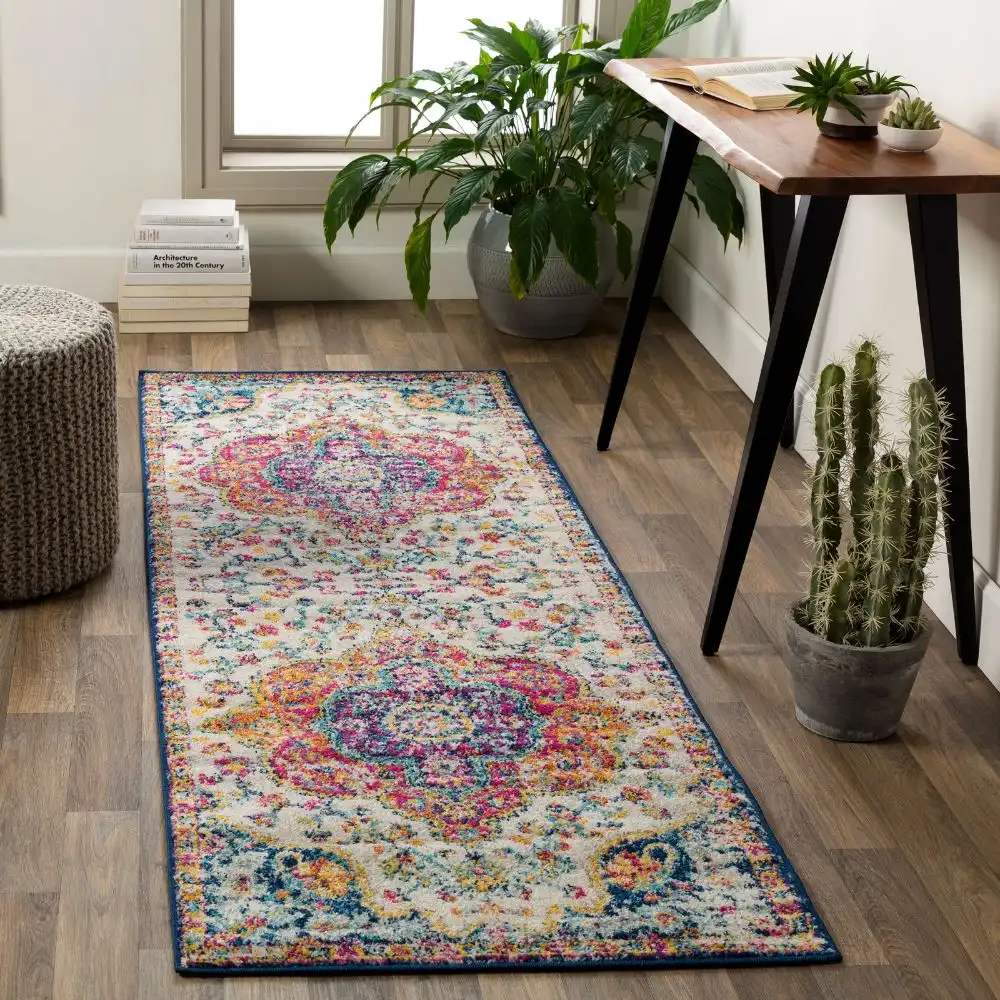 Mila Vintage Oriental Boho Pink/Saffron Rug - Image 2