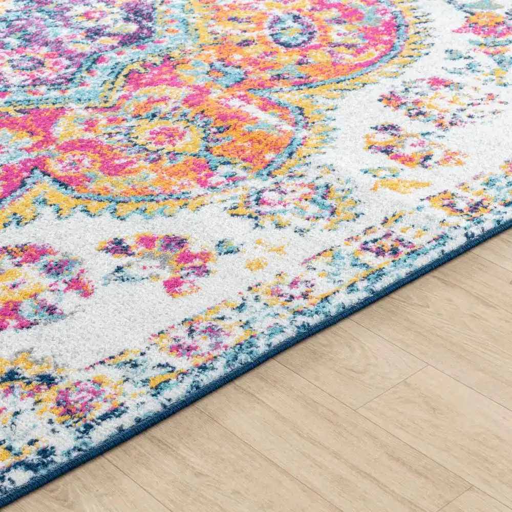 Mila Vintage Oriental Boho Pink/Saffron Rug - Image 3