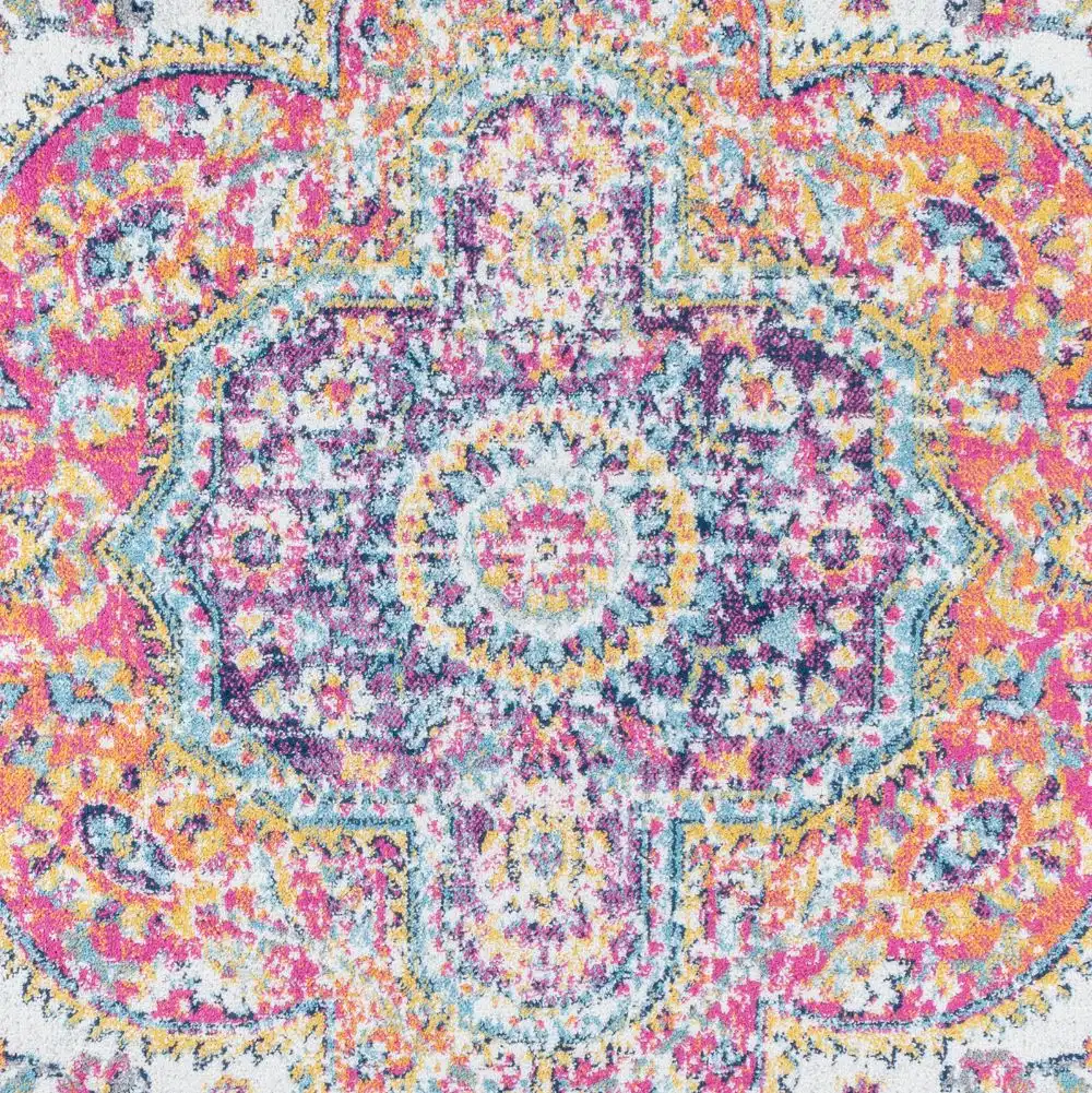 Mila Vintage Oriental Boho Pink/Saffron Rug - Image 4