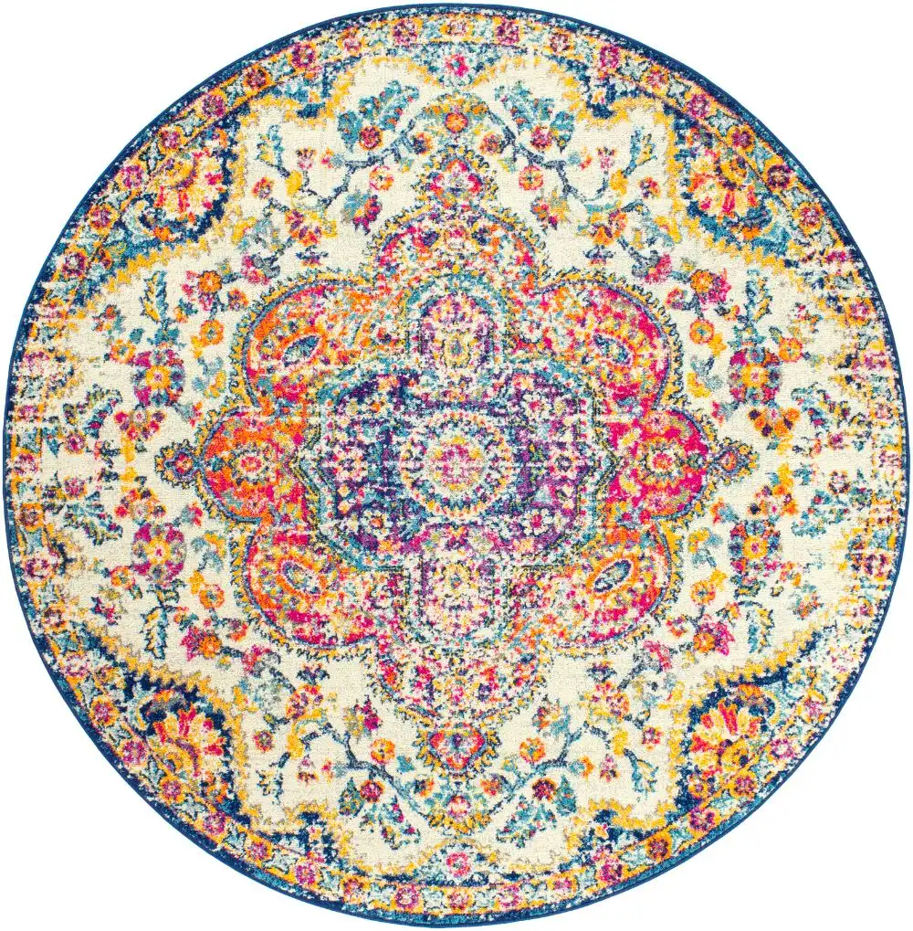 Mila Vintage Oriental Boho Pink/Saffron Rug - Image 6