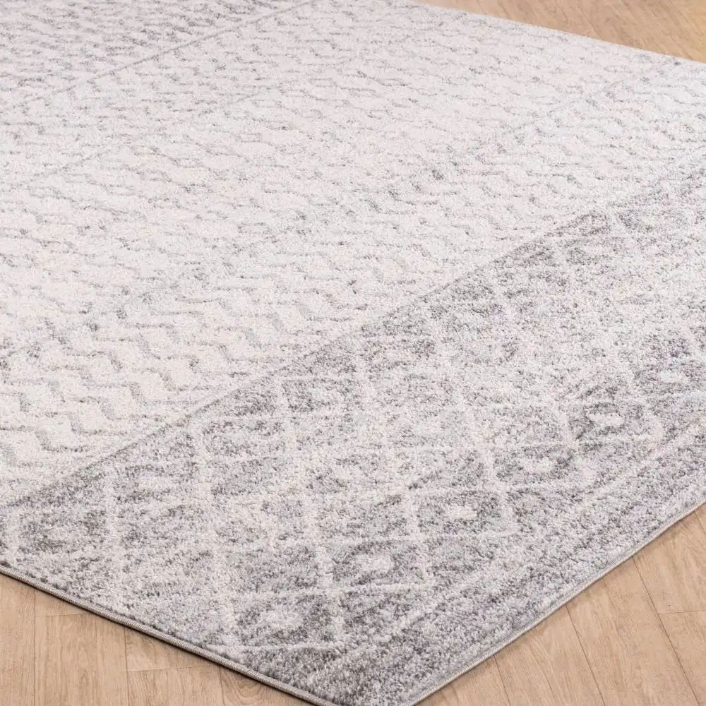Mila Scandi Geometric Light Grey/White Rug - Image 3