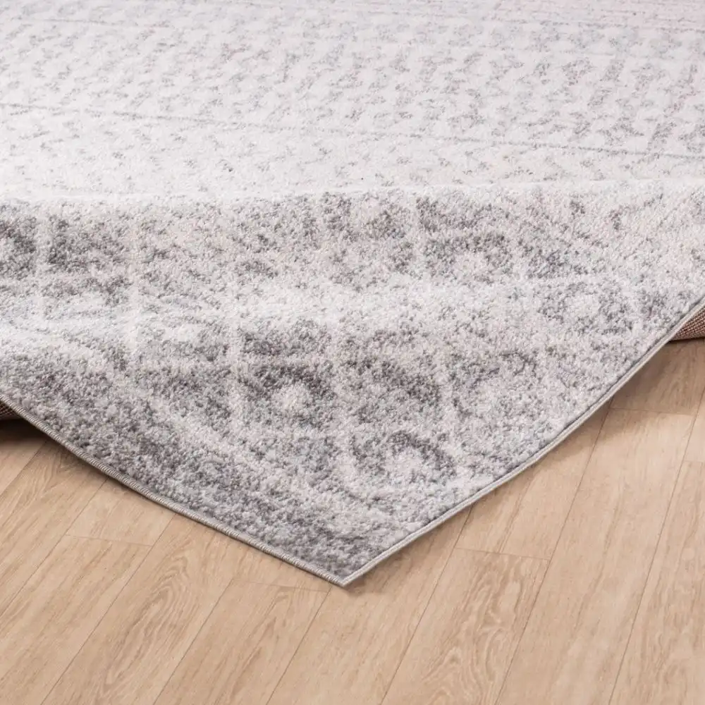 Mila Scandi Geometric Light Grey/White Rug - Image 4