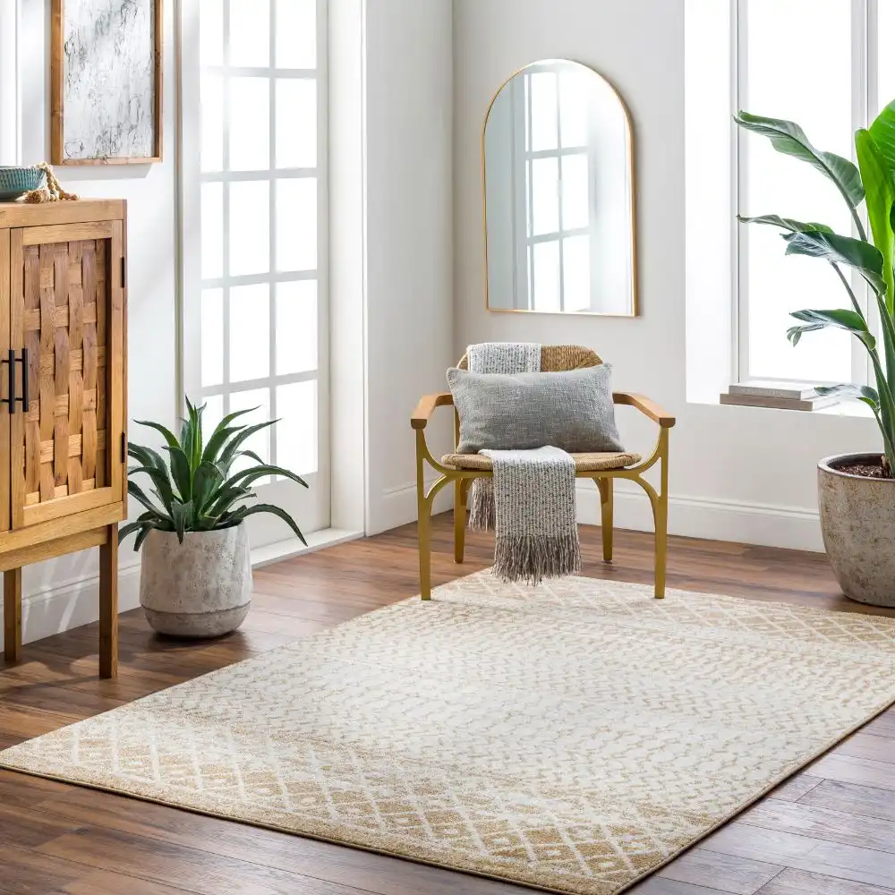 Mila Scandi Geometric Caramel Rug