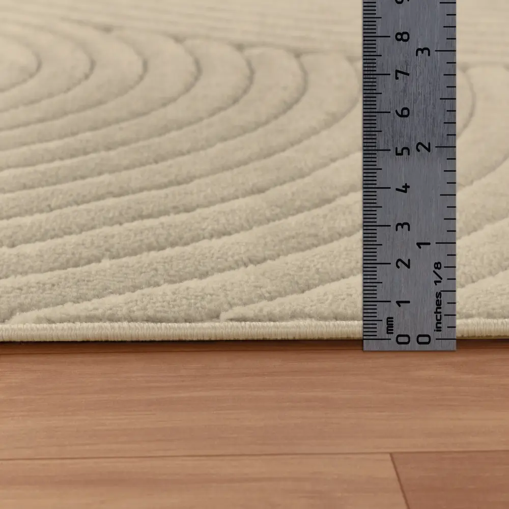 Emiko In- & Outdoor 3D High & Low Pile Textured Beige Rug - Image 10