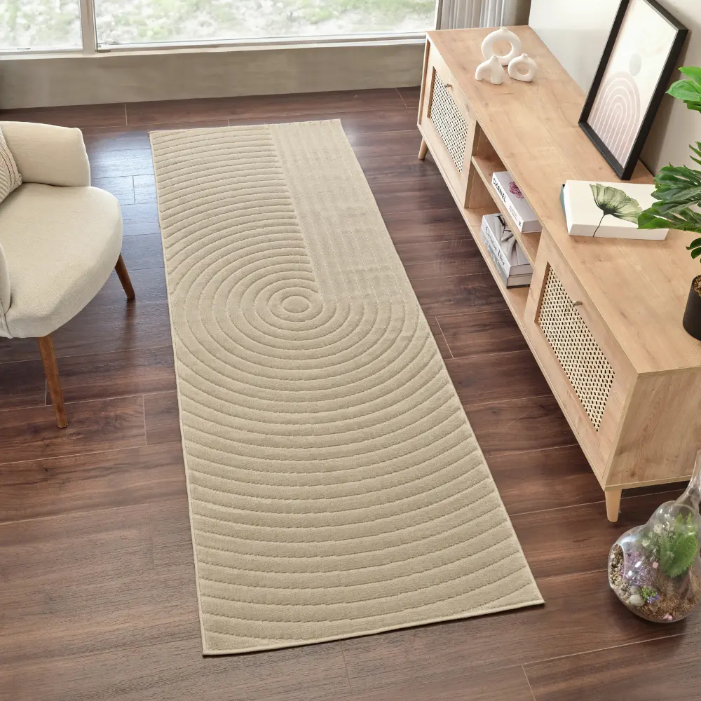 Emiko In- & Outdoor 3D High & Low Pile Textured Beige Rug - Image 4
