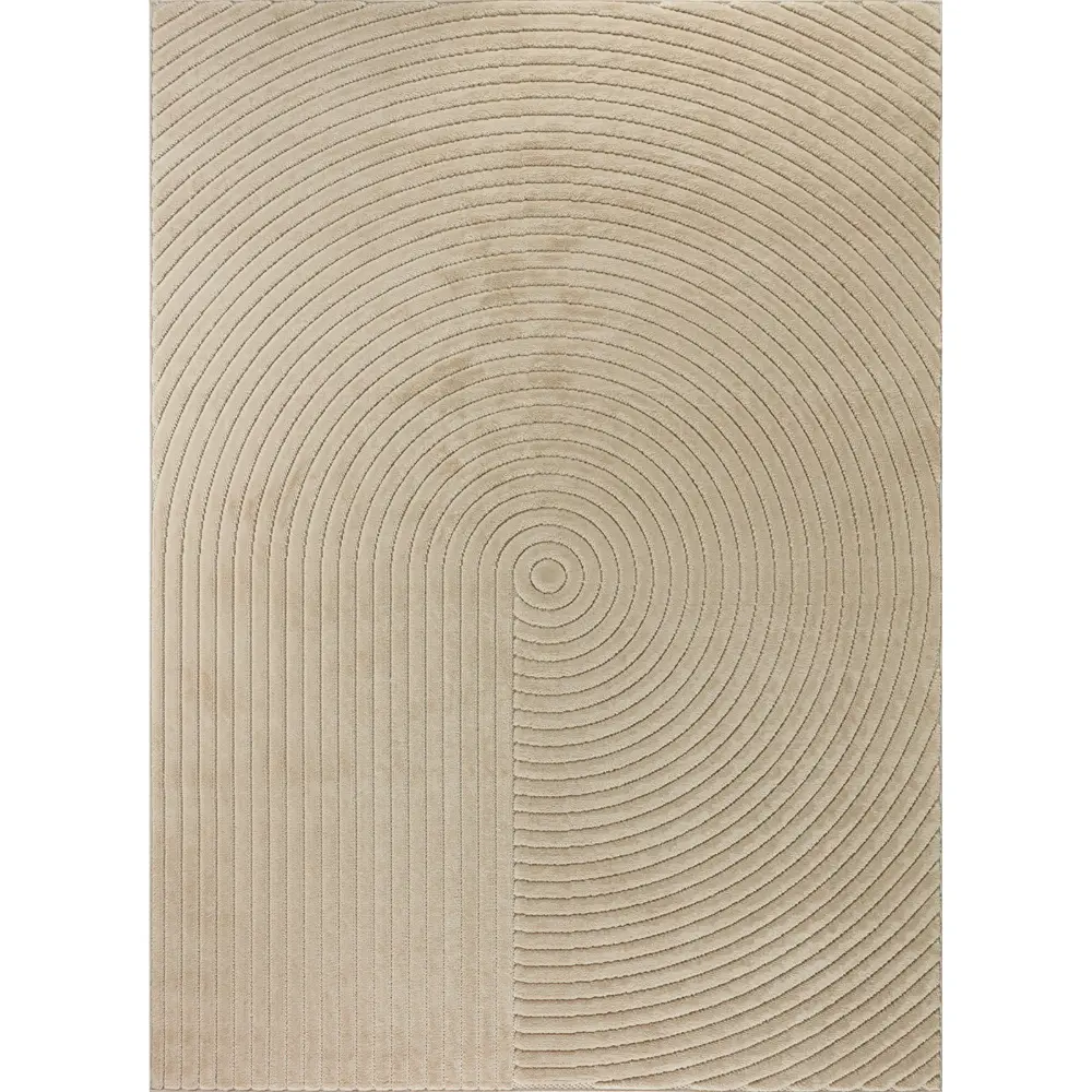 Emiko In- & Outdoor 3D High & Low Pile Textured Beige Rug - Image 5