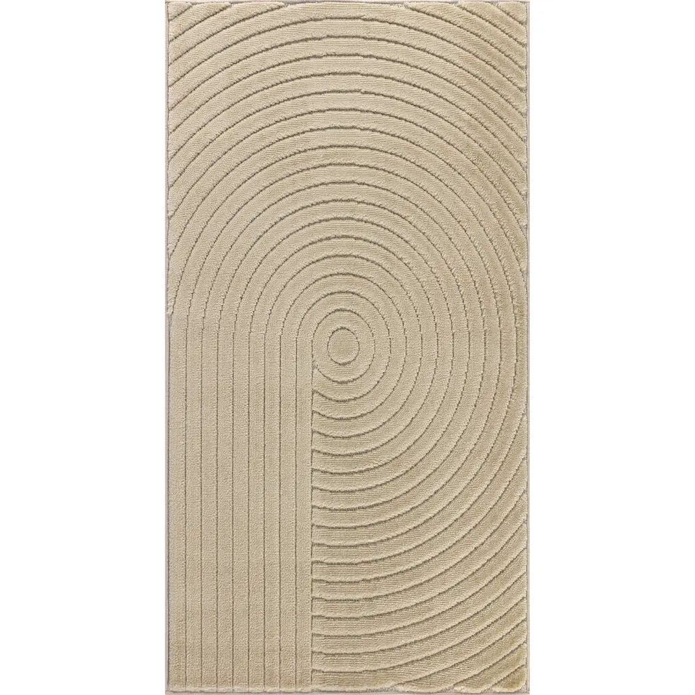 Emiko In- & Outdoor 3D High & Low Pile Textured Beige Rug - Image 7