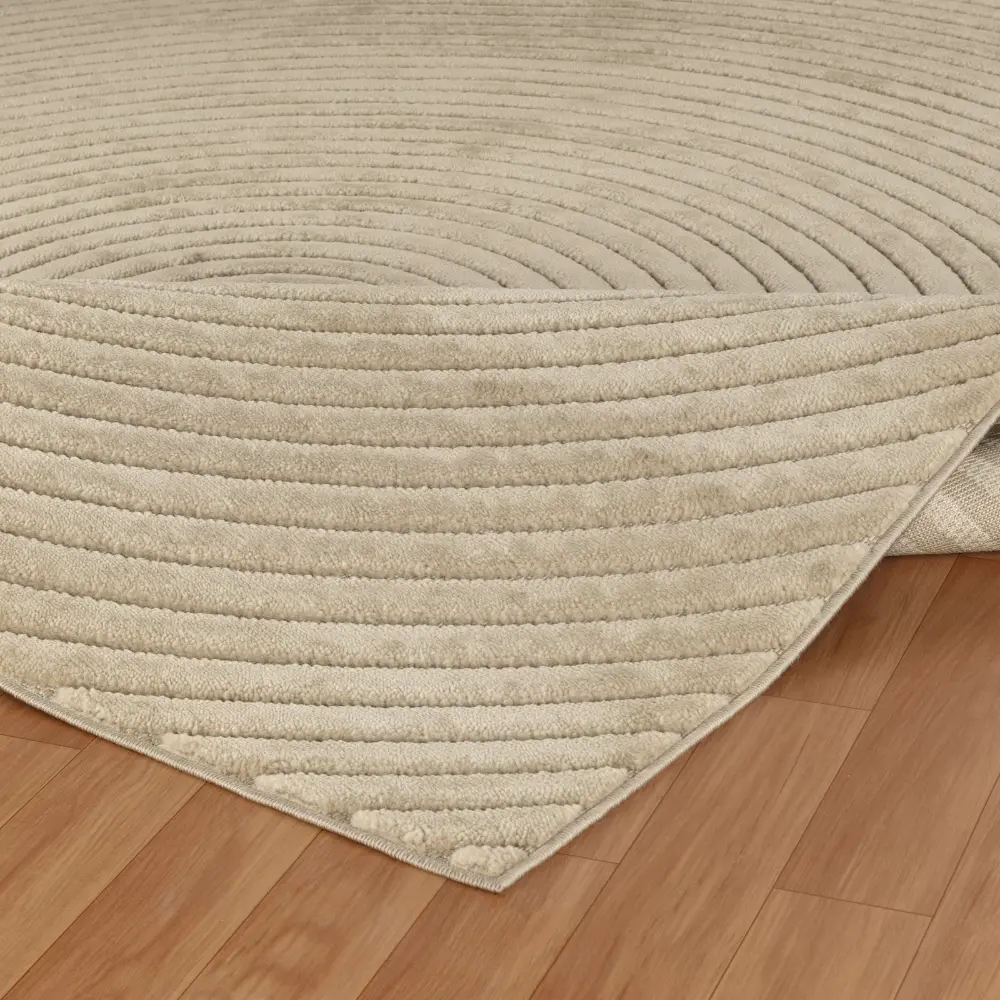 Emiko In- & Outdoor 3D High & Low Pile Textured Beige Rug - Image 8
