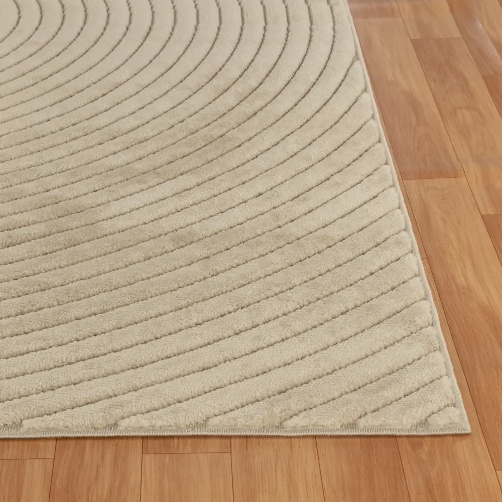 Emiko In- & Outdoor 3D High & Low Pile Textured Beige Rug - Image 9