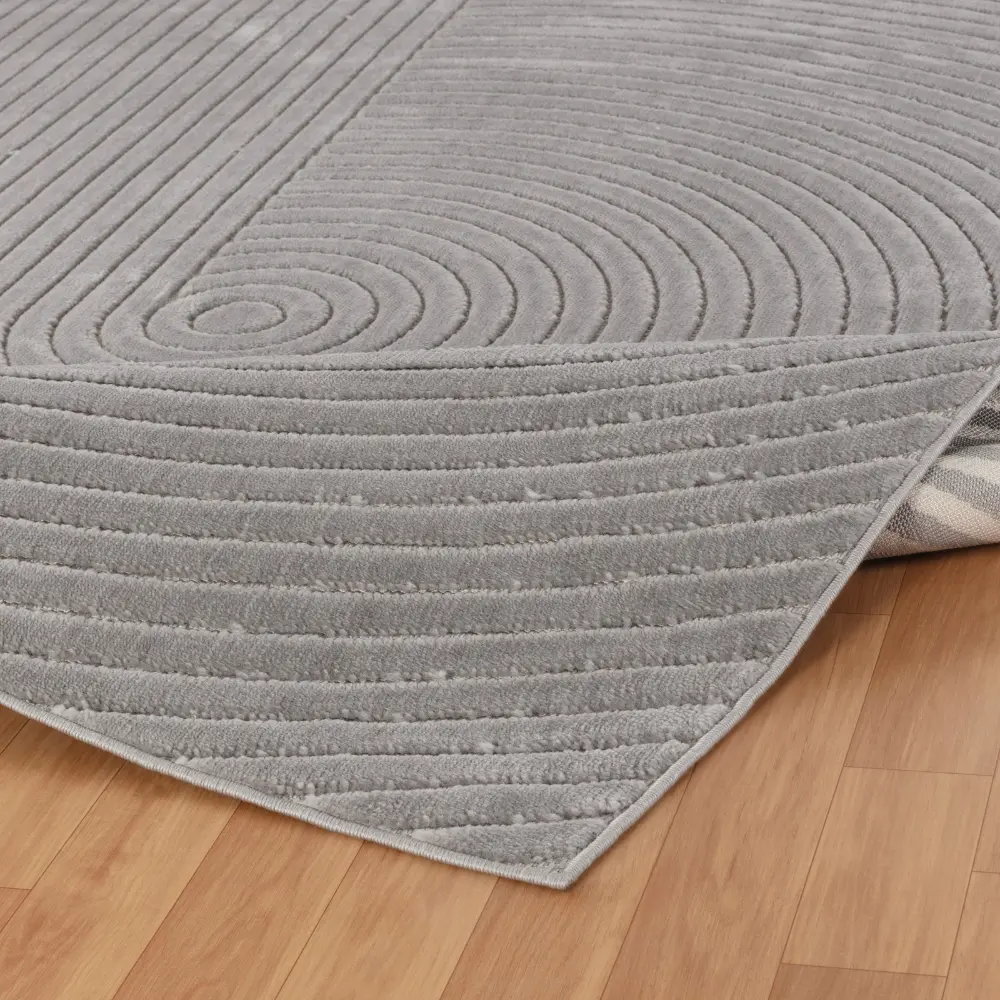 Emiko In- & Outdoor 3D High & Low Pile Textured Grey Rug - Image 3