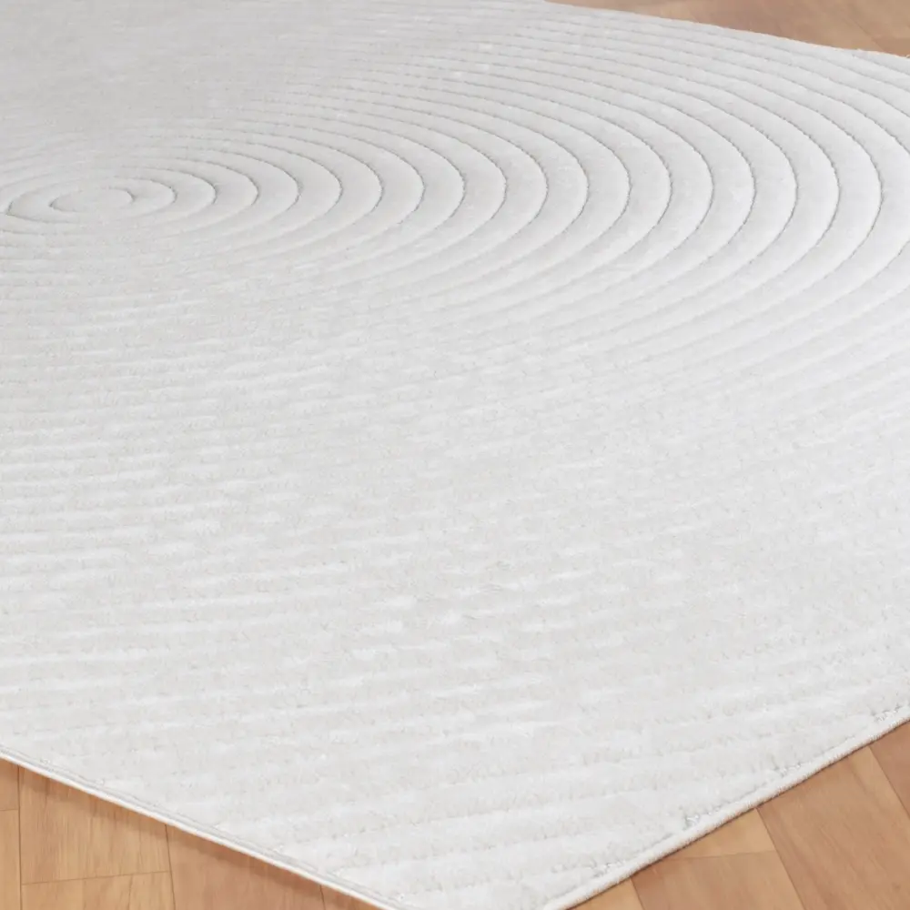Emiko In- & Outdoor 3D High & Low Pile Textured White Rug - Image 9