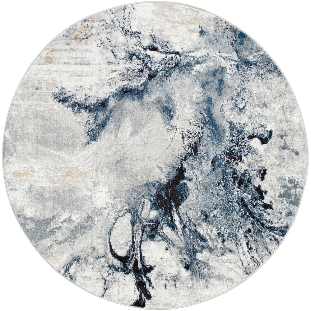 Emma Abstract Modern Marble Dark Blue Rug - Image 12