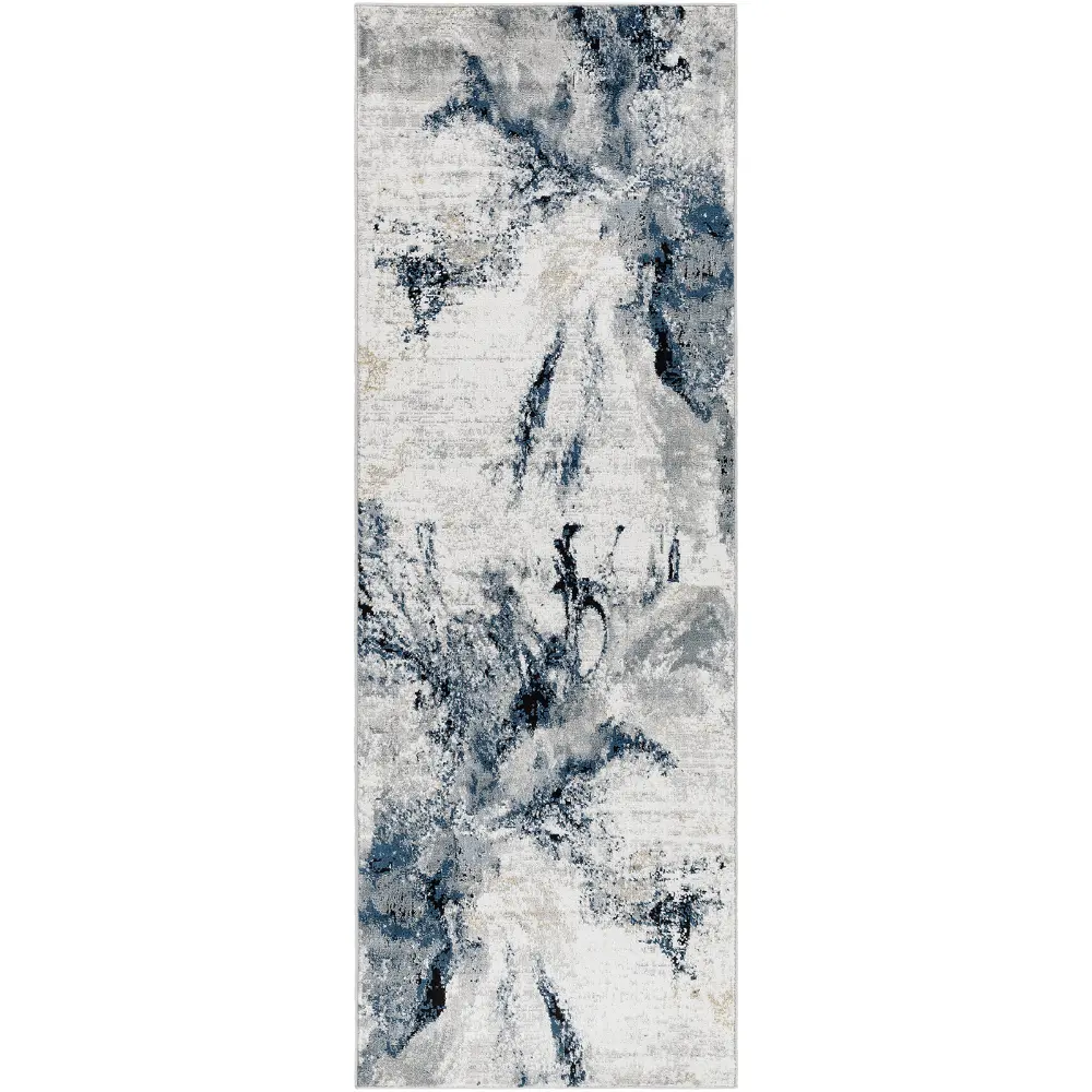 Emma Abstract Modern Marble Dark Blue Rug - Image 3