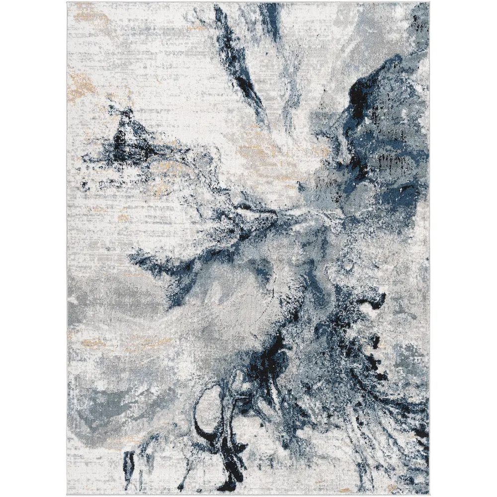 Emma Abstract Modern Marble Dark Blue Rug - Image 4