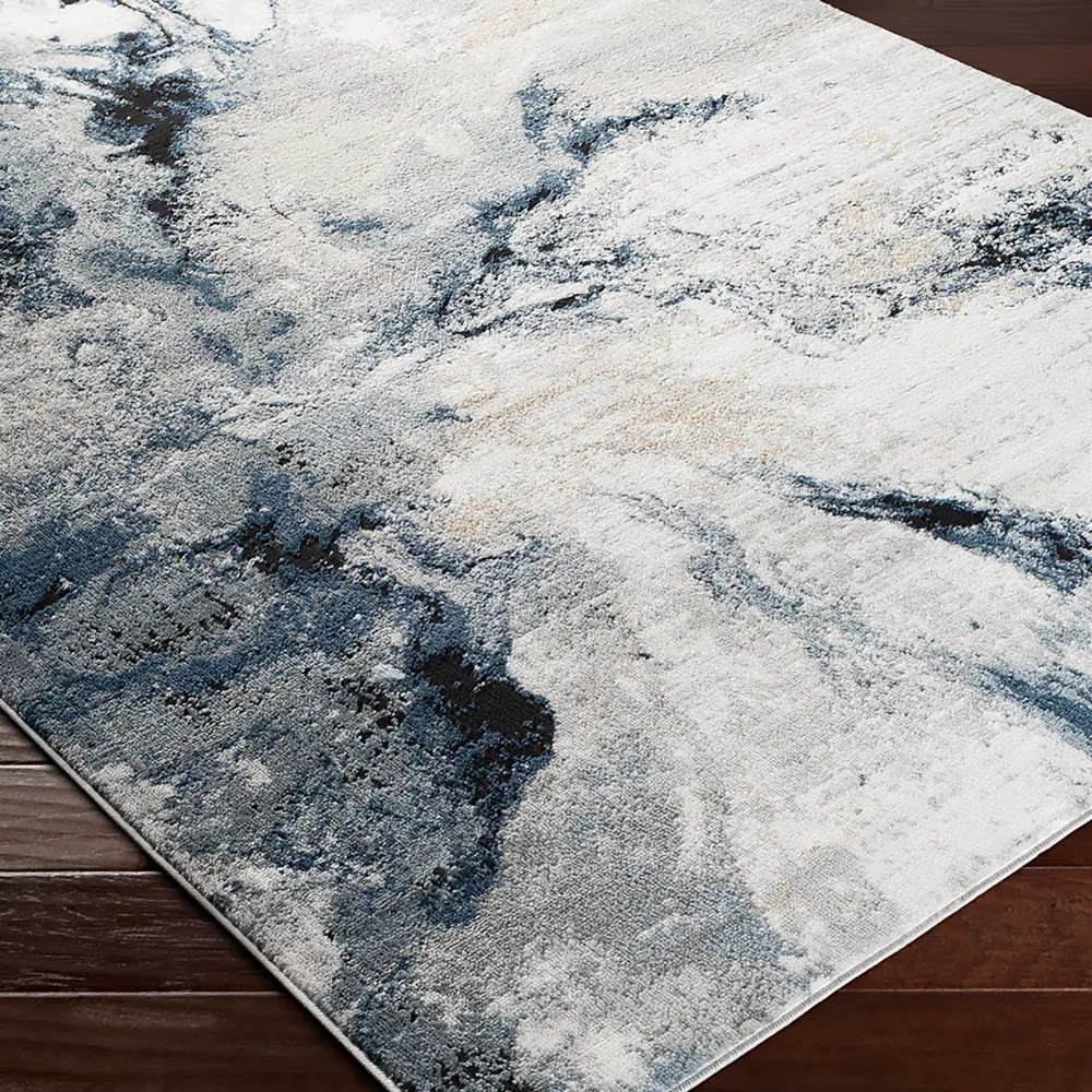 Emma Abstract Modern Marble Dark Blue Rug - Image 5