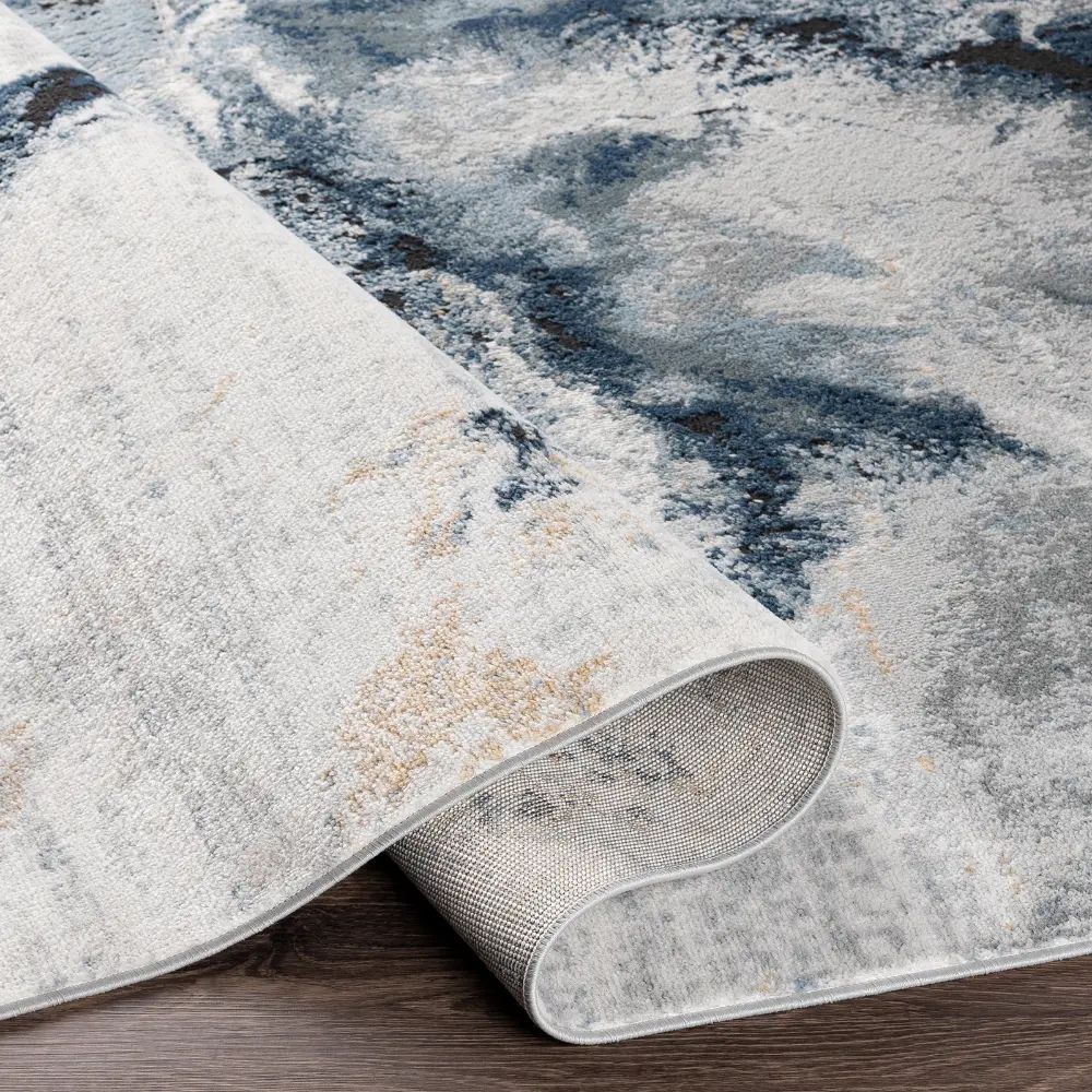 Emma Abstract Modern Marble Dark Blue Rug - Image 8
