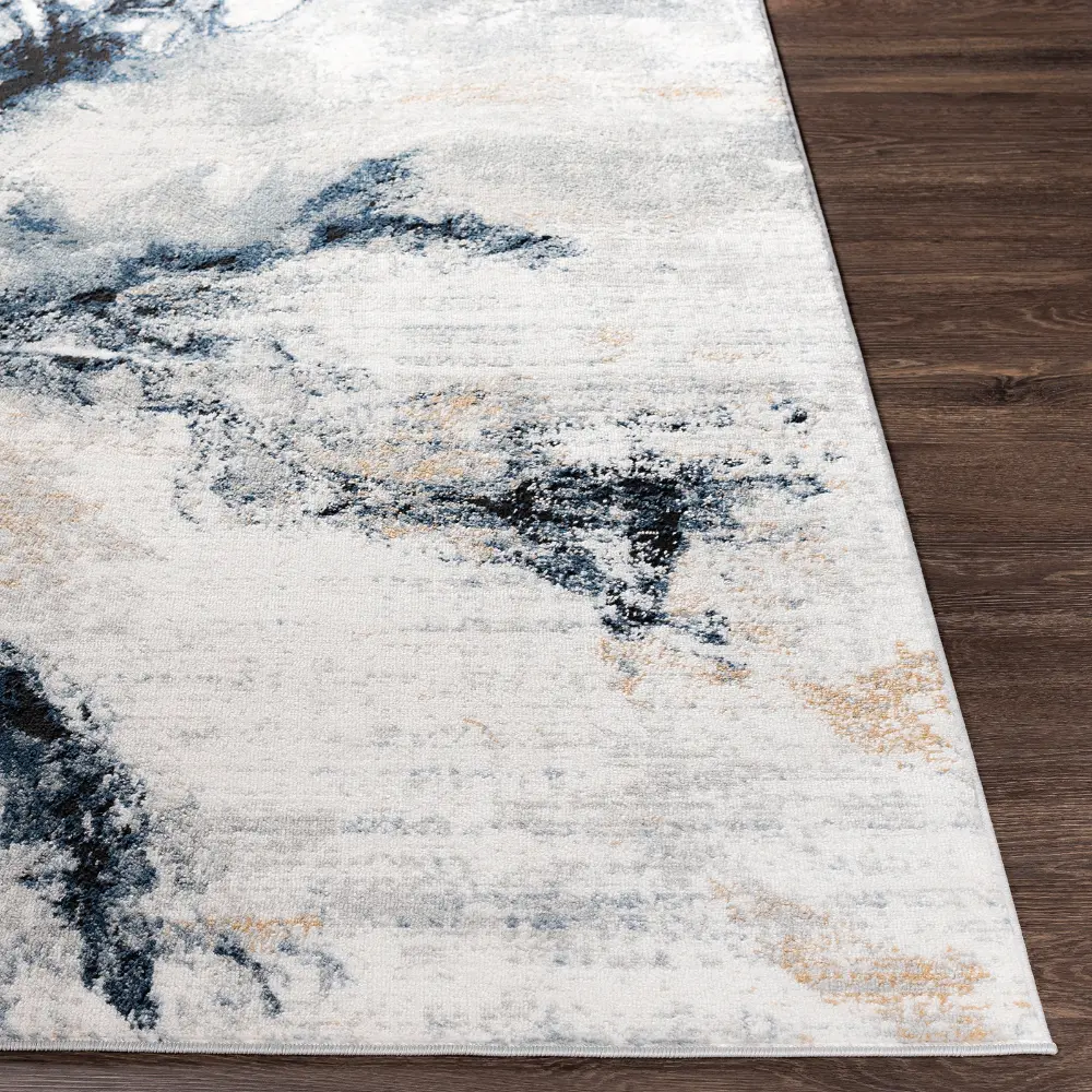 Emma Abstract Modern Marble Dark Blue Rug - Image 9