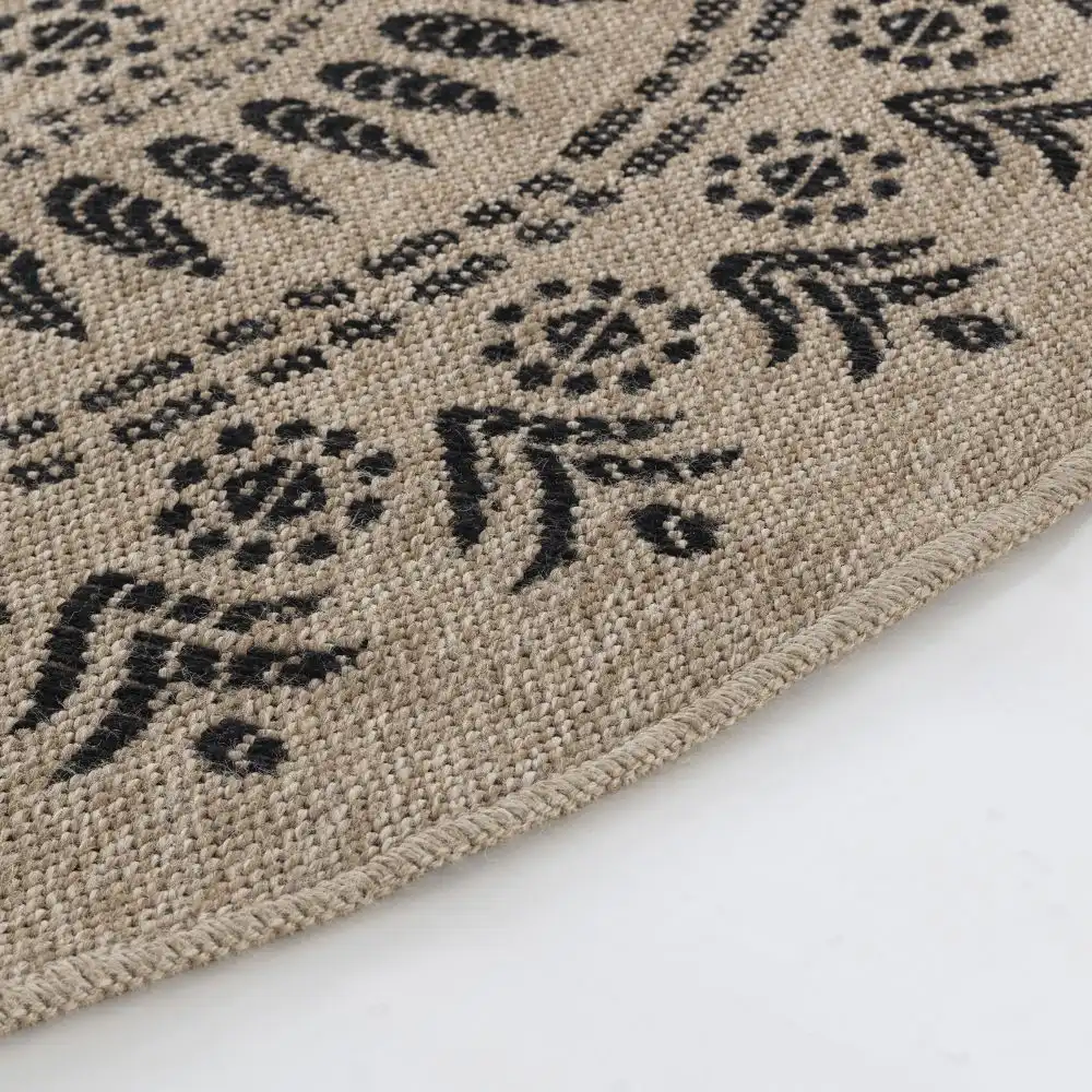 Vera In- & Outdoor Cottage Jute-Look Beige/Black Rug - Image 7