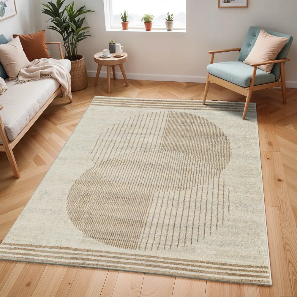 Enso2 Scandi Geometric Light Brown Rug