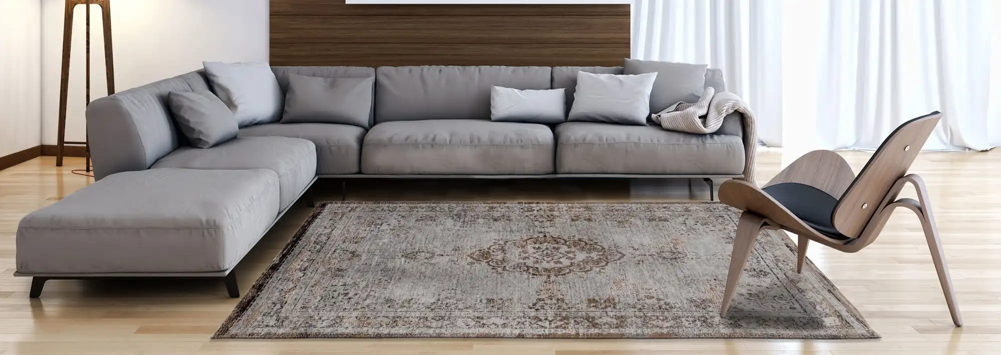 Fading World 8257 Grey Ebony Washable Rug