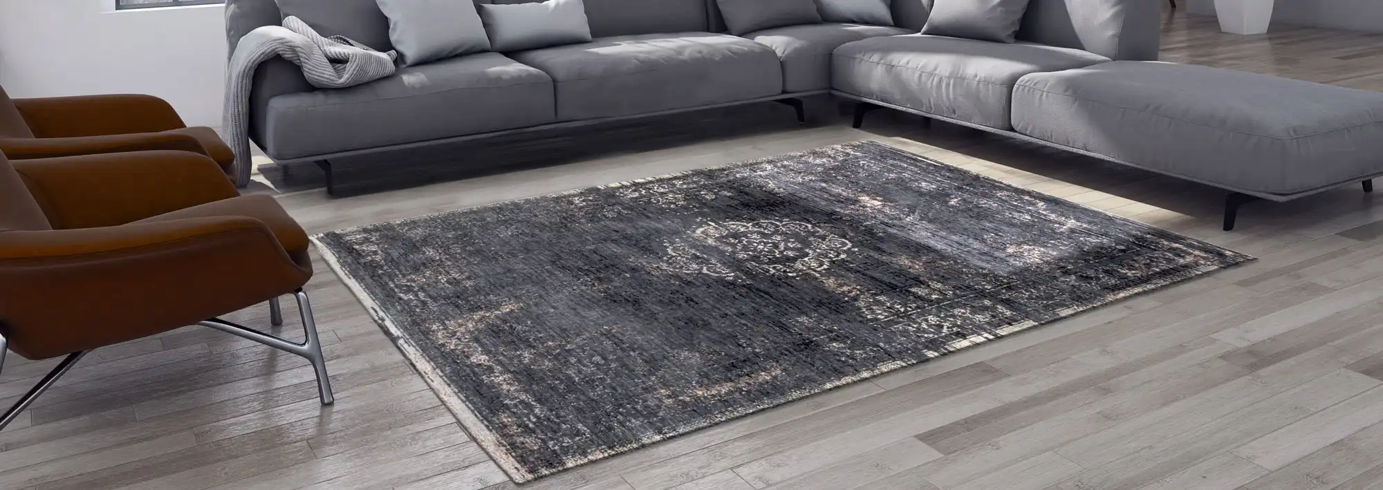 Fading World 8263 Mineral Black Washable Rug