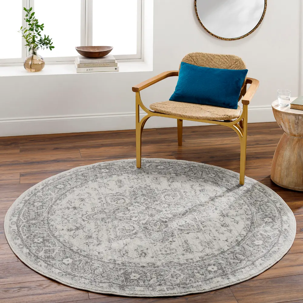 Farah Vintage Oriental Boho Grey/White Rug - Image 3