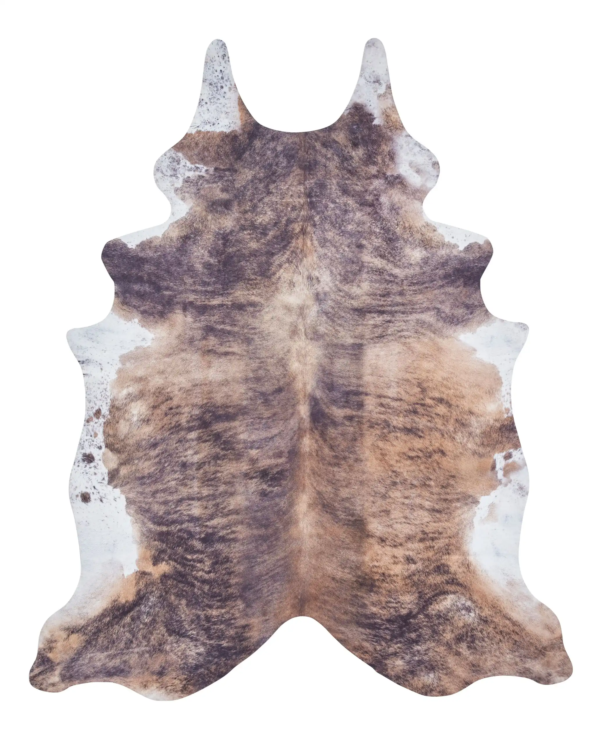 Faux Animal Print Cow Print Brown And White Rug - Image 2