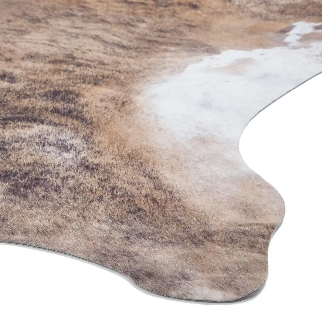 Faux Animal Print Cow Print Brown And White Rug - Image 4
