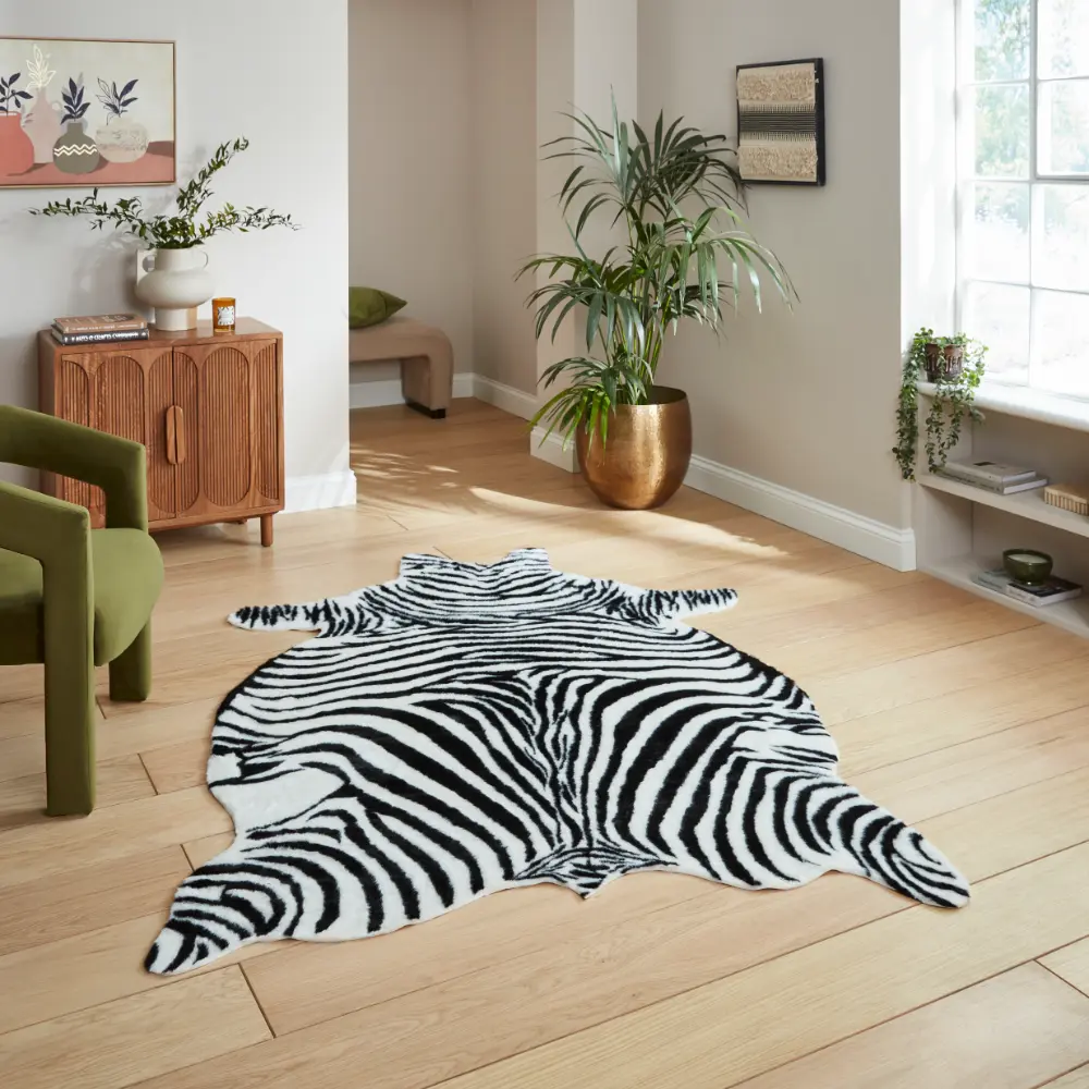 Faux Print Zebra Black/White