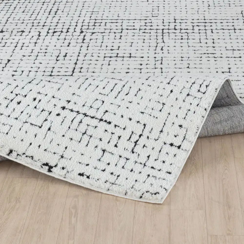 Amandine Scandi Modern High Pile Ivory/Black Rug - Image 4