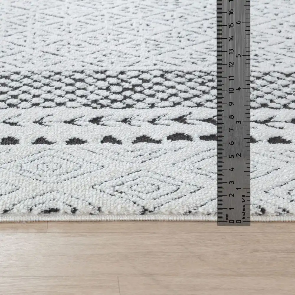 Ambre Scandi Modern High Pile Ivory/Black Rug - Image 4