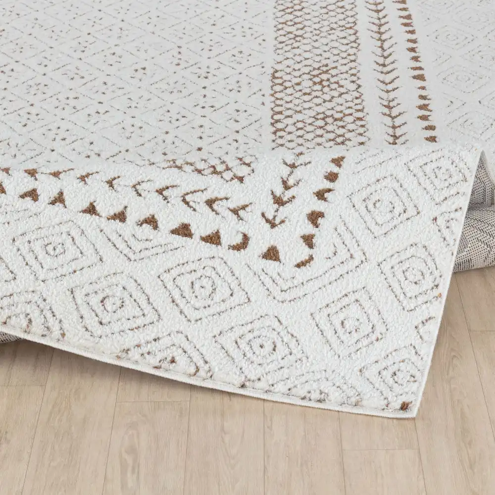 Ambre Scandi Modern High Pile Ivory/Brown Rug - Image 3