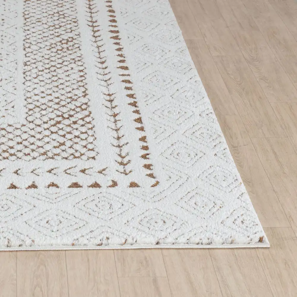 Ambre Scandi Modern High Pile Ivory/Brown Rug - Image 4