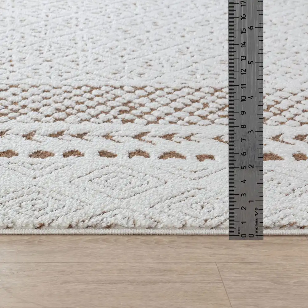 Ambre Scandi Modern High Pile Ivory/Brown Rug - Image 5