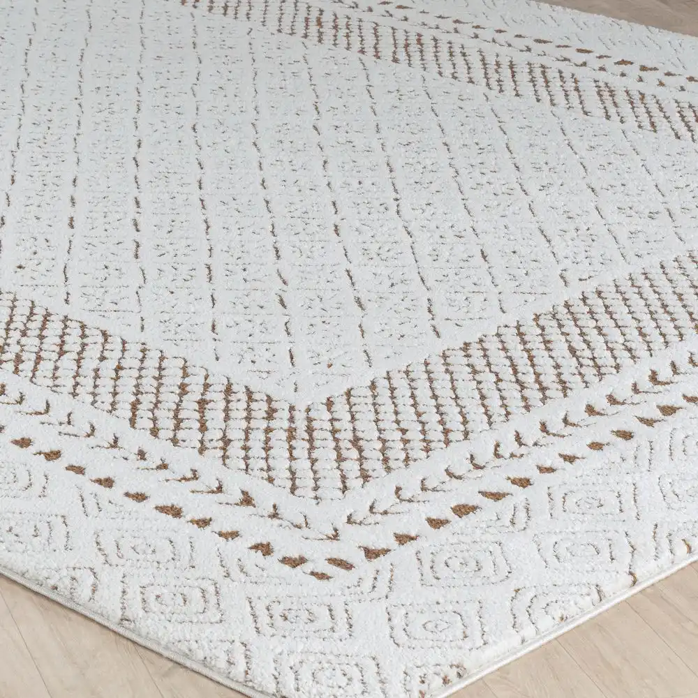 Ambre Scandi Modern High Pile Ivory/Brown Rug - Image 7