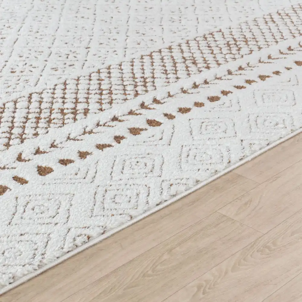 Ambre Scandi Modern High Pile Ivory/Brown Rug - Image 8