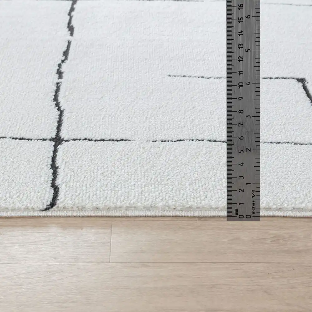 Ava Scandi Modern High Pile Ivory/Black Rug - Image 2