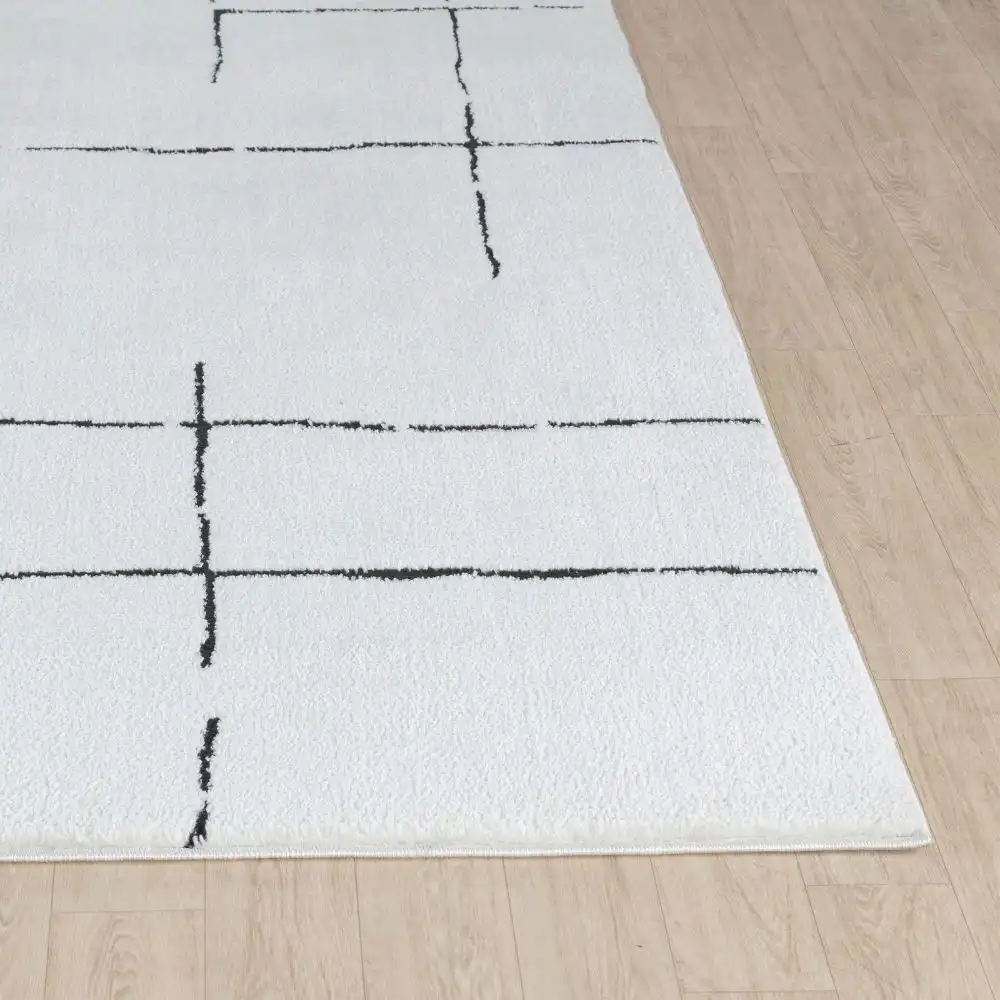 Ava Scandi Modern High Pile Ivory/Black Rug - Image 3
