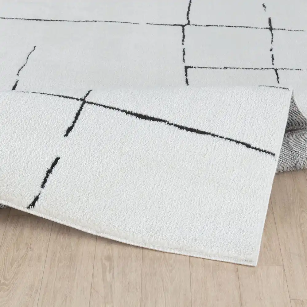 Ava Scandi Modern High Pile Ivory/Black Rug - Image 4