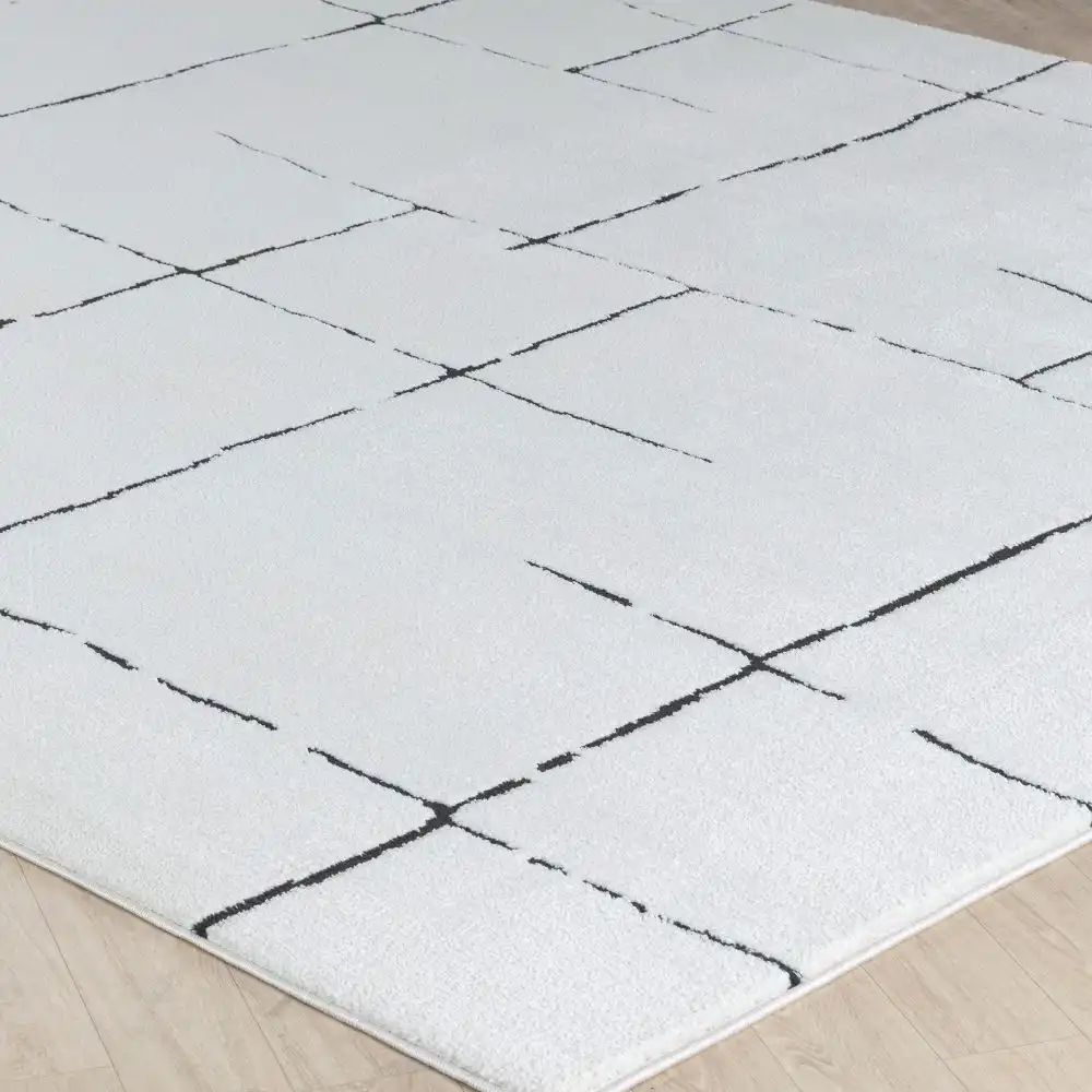 Ava Scandi Modern High Pile Ivory/Black Rug - Image 5
