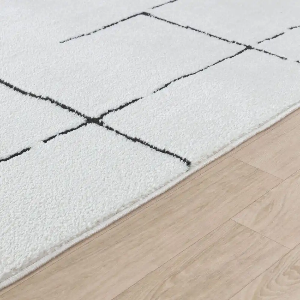 Ava Scandi Modern High Pile Ivory/Black Rug - Image 8