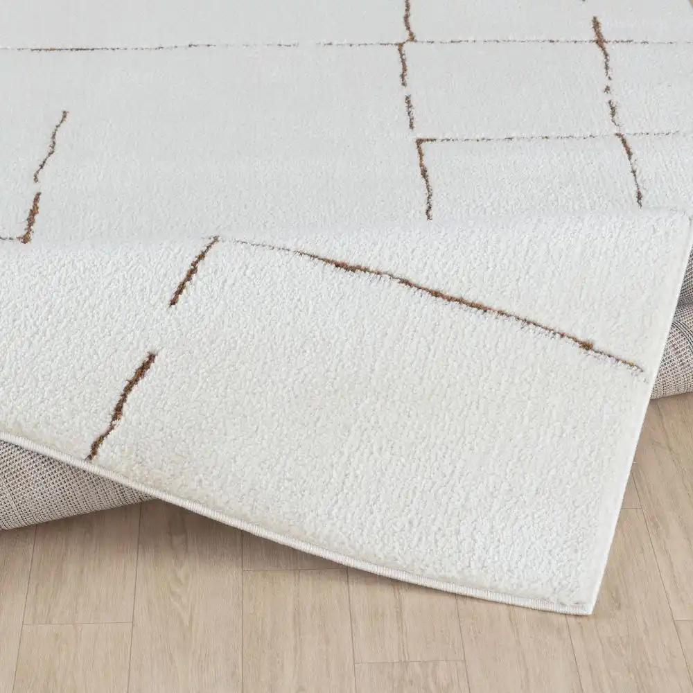 Ava Scandi Modern High Pile Ivory/Brown Rug - Image 4