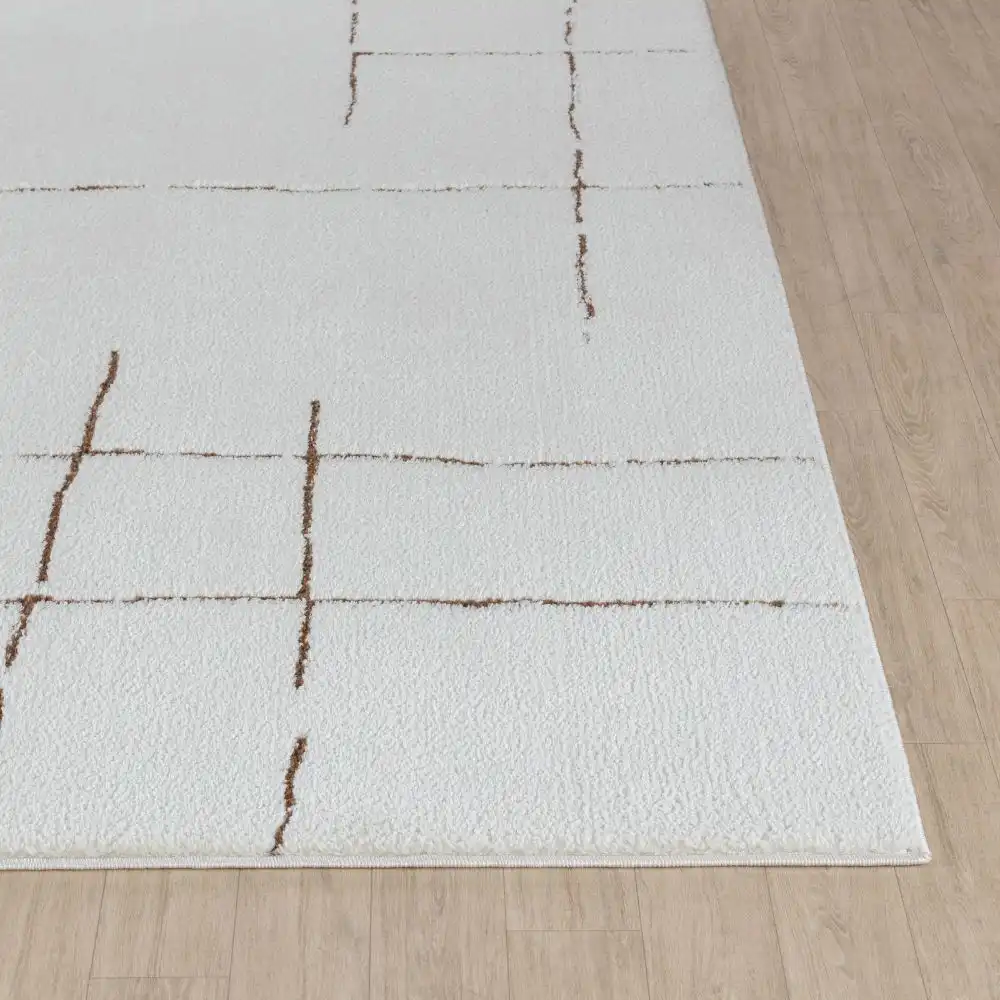 Ava Scandi Modern High Pile Ivory/Brown Rug - Image 5