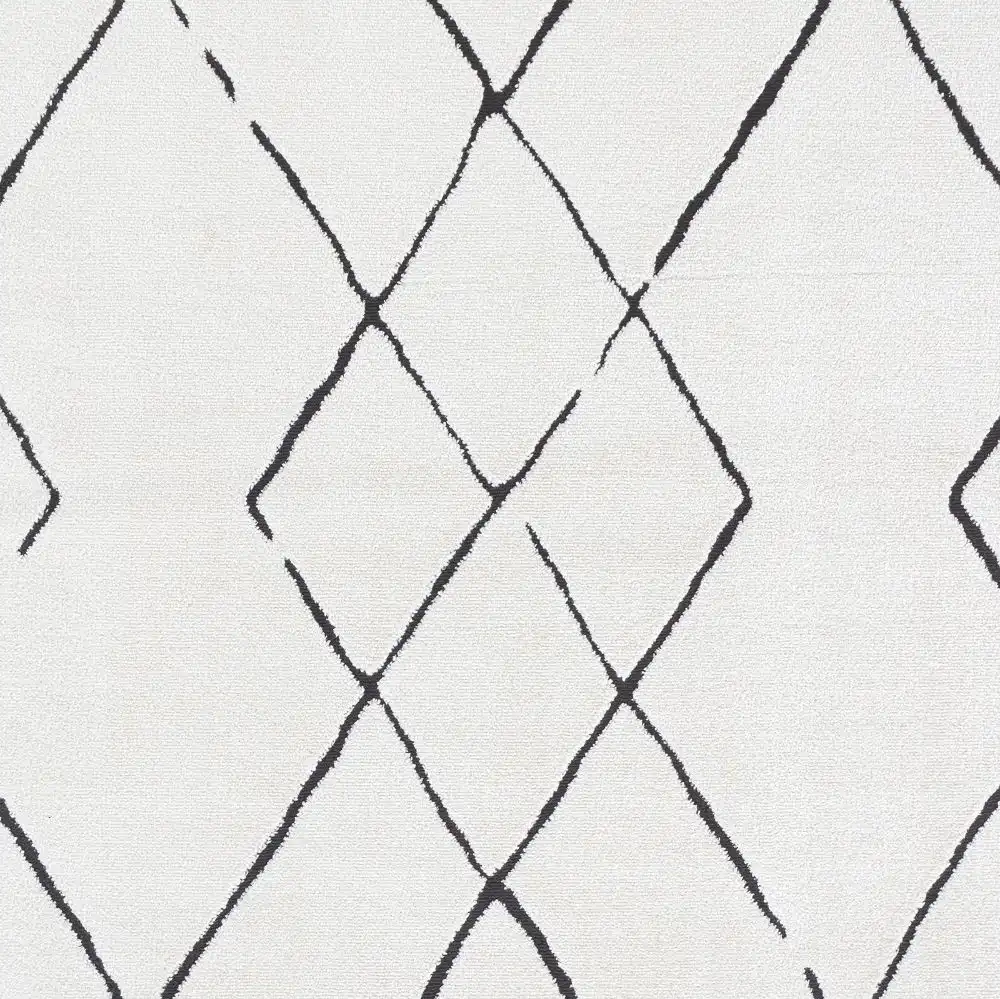 Hannah Berber Modern High Pile Ivory Black Rug - Image 2
