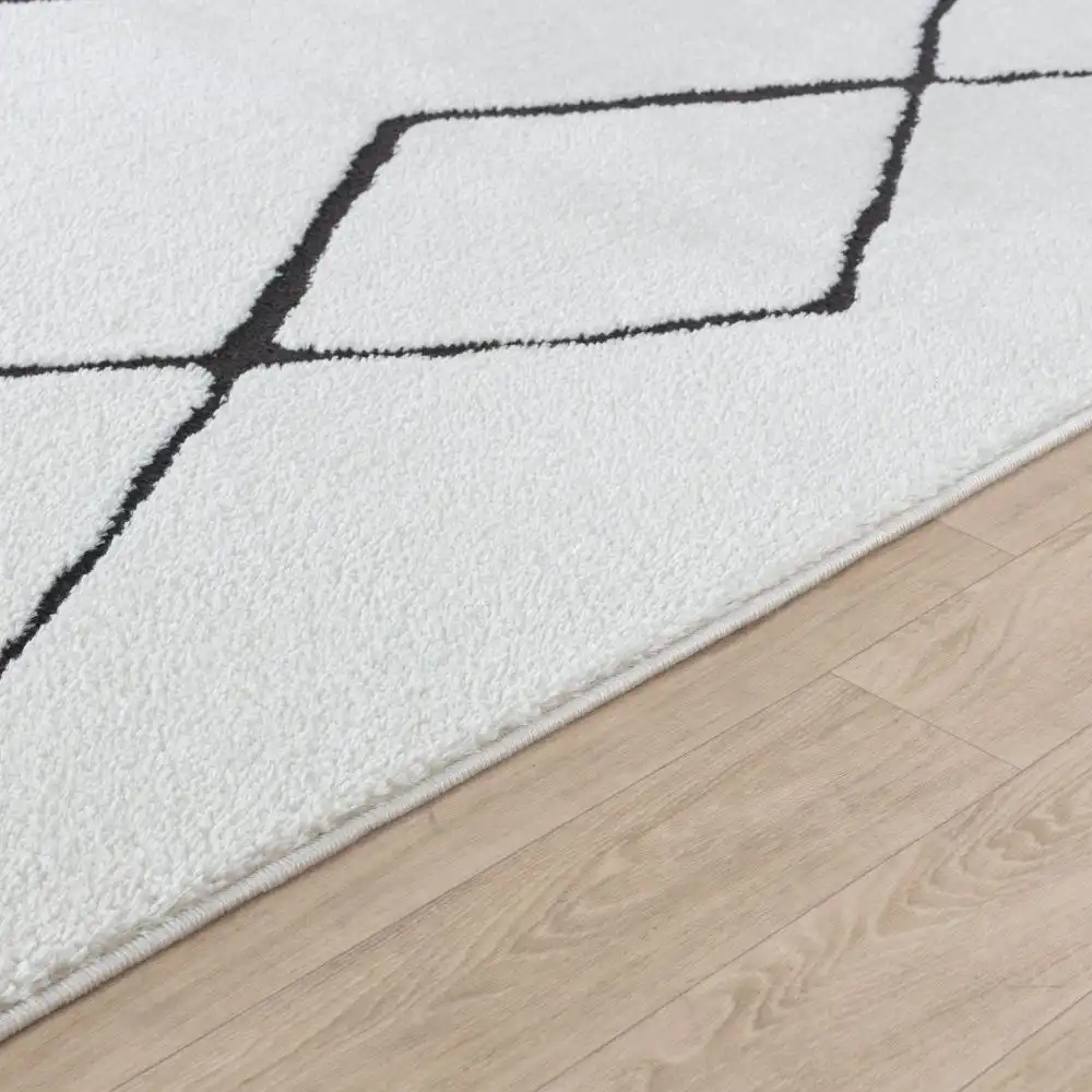 Hannah Berber Modern High Pile Ivory Black Rug - Image 3