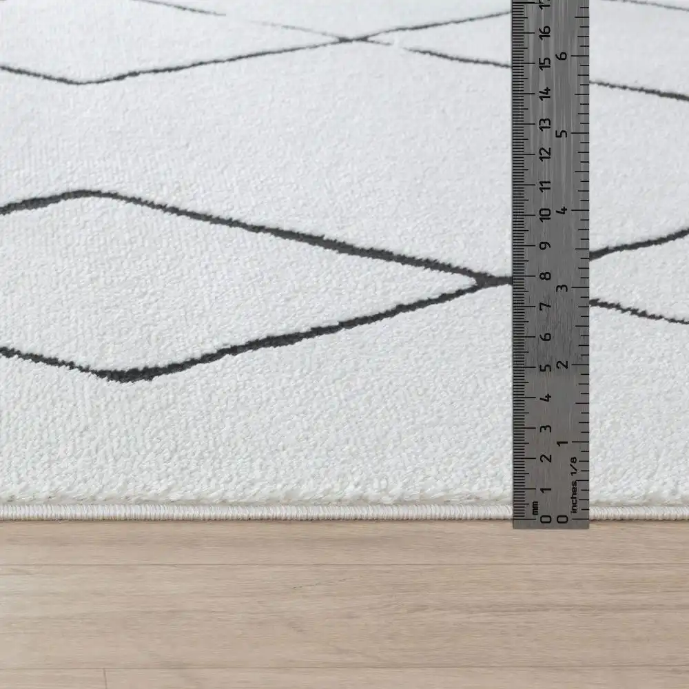 Hannah Berber Modern High Pile Ivory Black Rug - Image 4